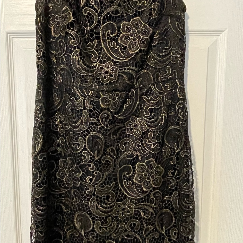 Elegant Black and Gold Lace Dress